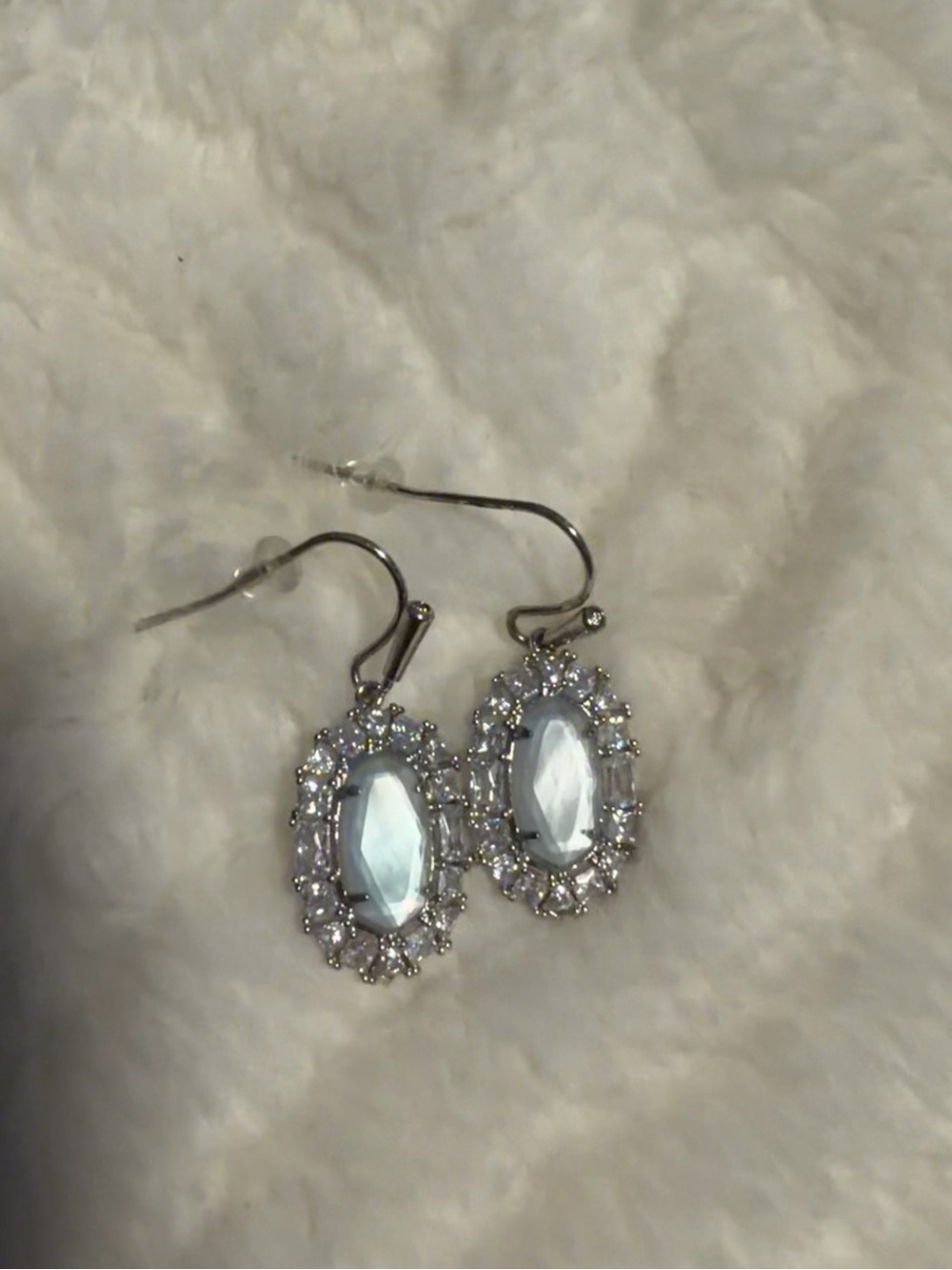 Kendra Scott Crystal Halo Drop Earrings - Silver Tone